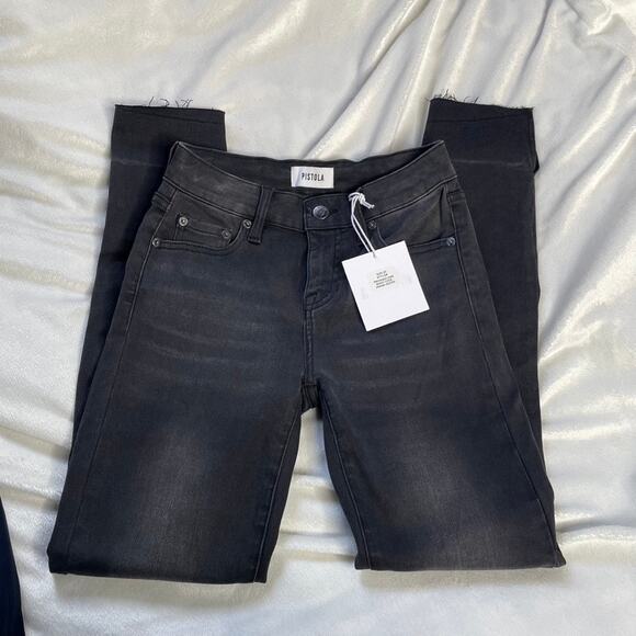 PISTOLA NWT Audrey Mid Rise Skinny Ankle Washed Black Denim Jeans Drama Queen - Picture 4 of 5